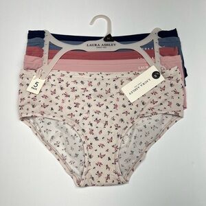 Laura Ashley Soft Nylon Panties Briefs 5 Pack Mid Rise Medium Pink Blue LS3417